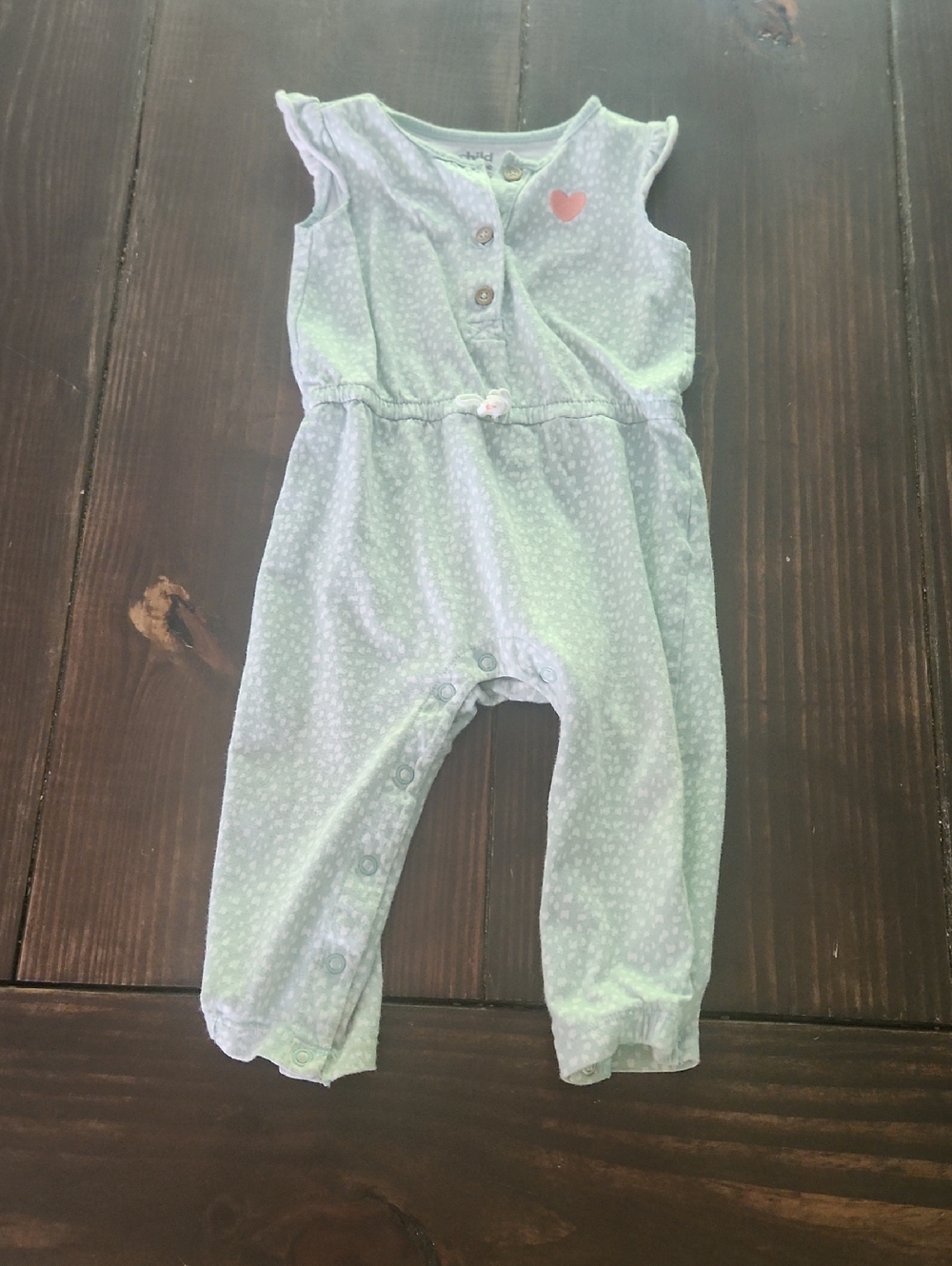 Carter's Mint Green Baby Romper with Pink Accent
